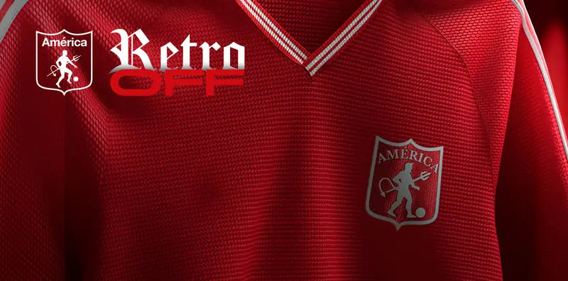 Retro OFF: camiseta retro 2025 del América de Cali, roja con el escudo clásico